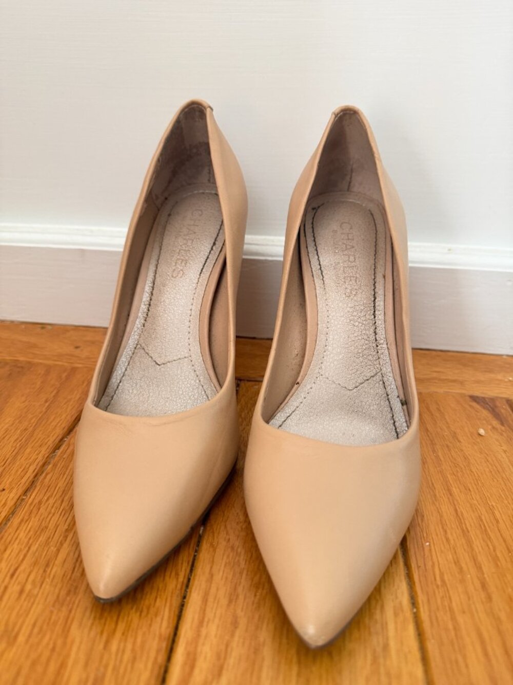 Charles by Charles David Nude Leather Pointed Toe Stiletto Pump Sz 5 - Picture 3 of 5